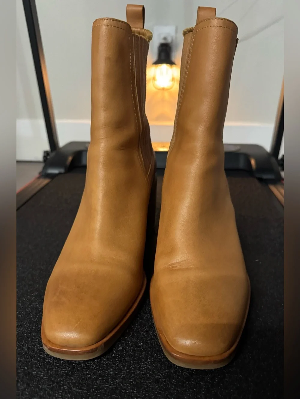 SILENT D  Tan Leather Ankle Boot - Classic Block Heel